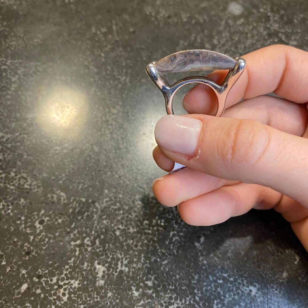 Polychrome Jasper Oversized Stone Ring Size 4.5 - Picture 4 of 4